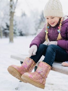 NEW❤️UGG Girls Sparkle Pink Sequin Winter Boots SZ5